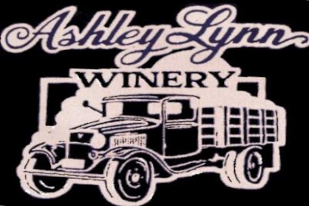 Ashley Lynn Winery logo featuring white script text and a vintage truck on a black background.