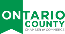 Ontario County Chamber of Commerce logo with white text on a green banner shape.