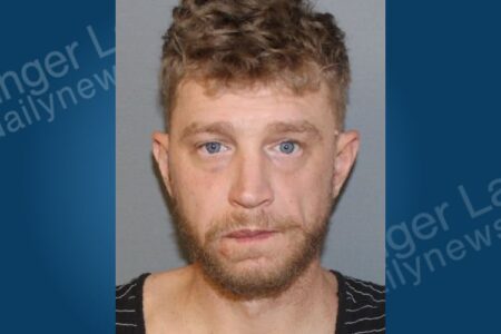 Mugshot of Anthony D. Grillone, a man with light hair and beard, arrested in Seneca Falls.