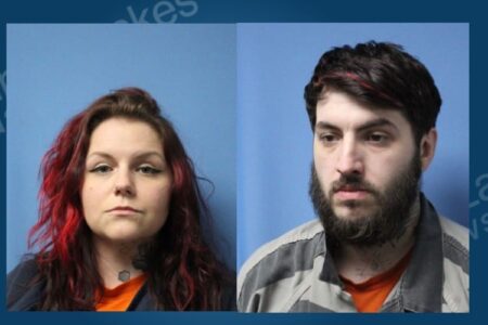 Mugshots of Brittany Spicer and a man, indicted as Clyde parents in a twin infant abuse case.