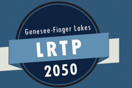 Logo for the Genesee-Finger Lakes Long Range Transportation Plan (LRTP) 2050.