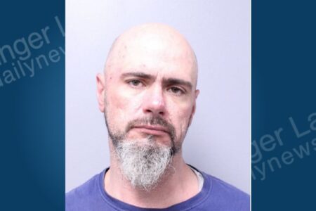 Mugshot of John Nobles, a bald man with a grey beard, facing felony burglary charges in Ledyard.