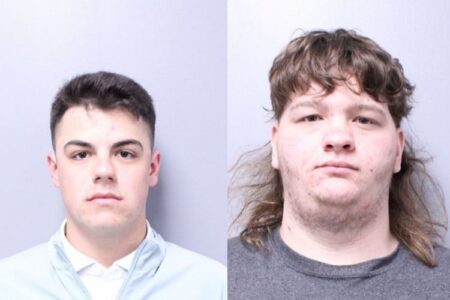 Mugshots of Lucas Brown and Kyle Wiffen, arrested for criminal mischief in Aurelius.