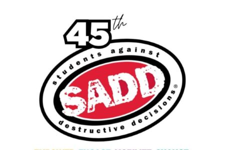 SADD logo with '45th' above it, representing Students Against Destructive Decisions.