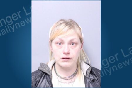 Mugshot of Shayla Lamora, a blonde woman arrested in Cato, New York.