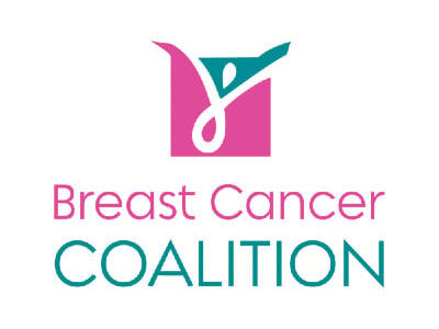 Logo for the Breast Cancer Coalition, featuring a stylized figure in a pink square above the organization's name.