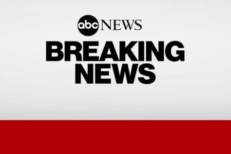 ABC News Breaking News graphic with black text on a white background and a red bar at the bottom.